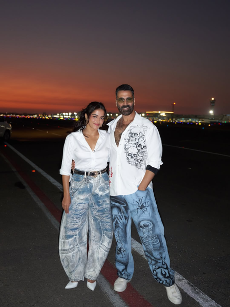 Akshay Kumar & Wamiqa Gabbi twin in matching outfits as they commence promotion for ‘Bhoot Bangla’