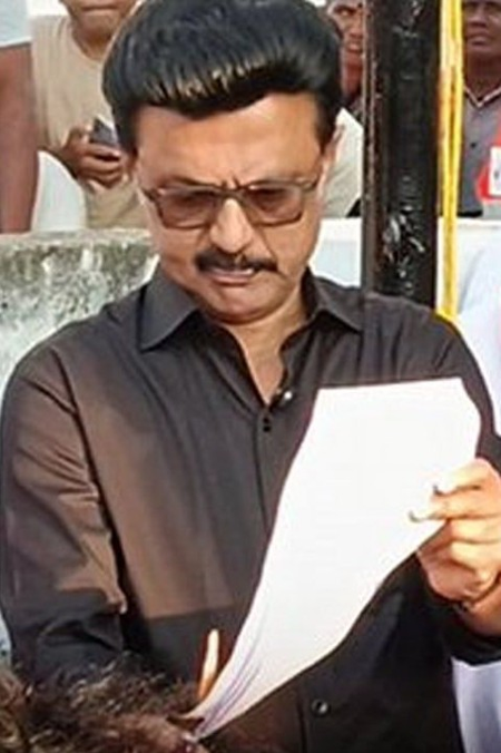 Stalin burns copy of delimitation bill, raises black flag outside his residence