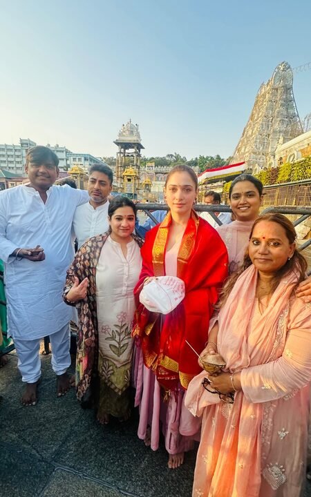 Tamannaah Bhatia offers prayers at the Tirumala temple