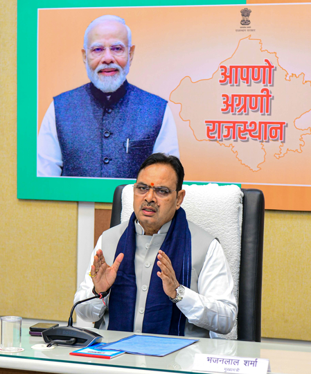 CM Sharma visits Rajasthan Sampark Helpline, hears public grievances