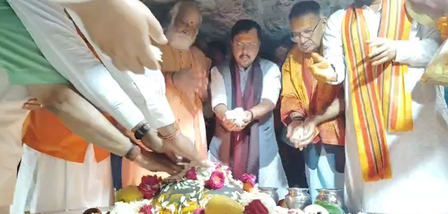 Uttarakhand: BJP National President Nitin Nabin offers prayers at Tapkeshwar Mahadev temple