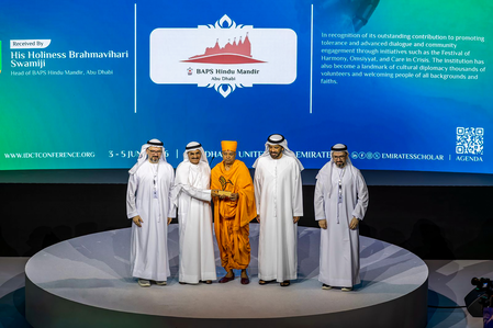 BAPS Hindu Mandir Abu Dhabi honoured with prestigious Tolerance Award 2026
