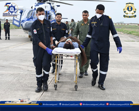 Coast Guard airlifts ailing seafarer to safety in challenging rescue operation off Gujarat coast