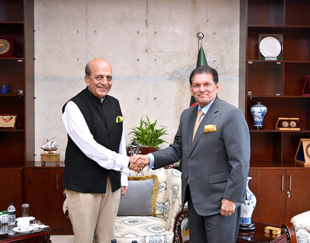 Envoy Dinesh Trivedi meets B’desh FM, state minister