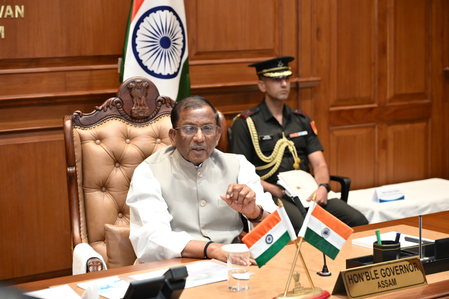 Assam Guv reviews flood relief in aerial survey