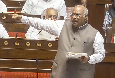 NDA hits out at Mallikarjun Kharge over his allegations in Rajya Sabha