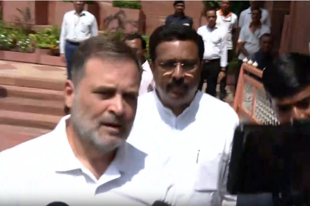 ‘Are you from the BJP?’: Rahul snaps at scribe over Delhi cops’ families media meet