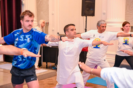 Gujarat Dy CM participates in community yoga event in Glasgow