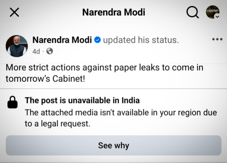 ‘Cannot be dismissed as technical error’: Parliamentary panel pulls up  Meta over PM Modi’s post removal