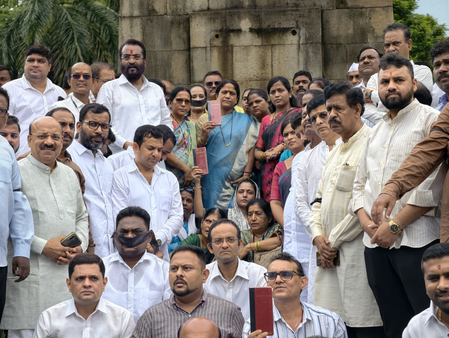 NCP stages protest against Congress’ ‘Gungi Gudiya’ remark on Sunetra Pawar