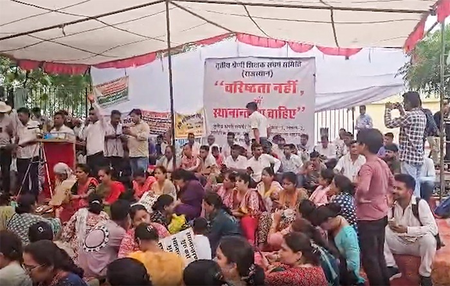 Rajasthan Grade-III teachers continue protest in Jaipur, demand transfer policy and Education minister’s resignation