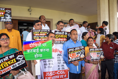J’khand students’ protest: BJP MLAs protest outside Assembly, demand CBI probe