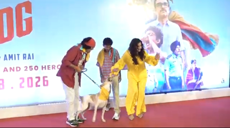 Raveena Tandon almost gets bitten by a dog on red carpet, actress keeps calm