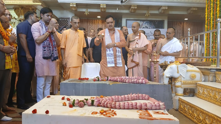 Rajasthan CM Sharma performs Shila Pujan at Gupt Vrindavan Dham