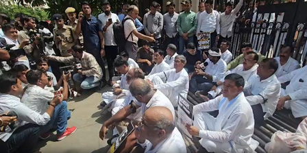 Rajasthan Cong holds protest march against govt’s new directive restricting entry in schools