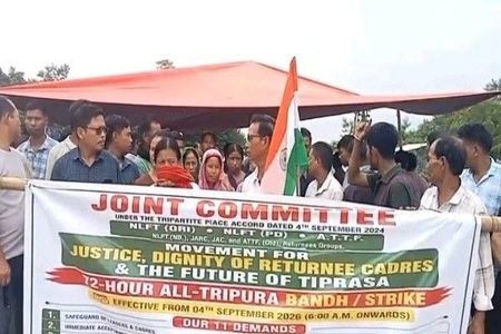 Surrendered Tripura militants launch 72-hour National Highway, rail blockade over rehabilitation demands