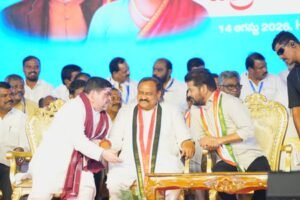 Revanth Reddy greets Mahesh Kumar Goud on completing 2 years as Telangana Congress chief