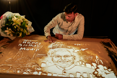 Special sand art, animation created in Puri on PM Modi’s birthday