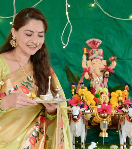 Sonalee Kulkarni talks about family’s eight-year Ganpati tradition, shares this year’s farmer-themed idol