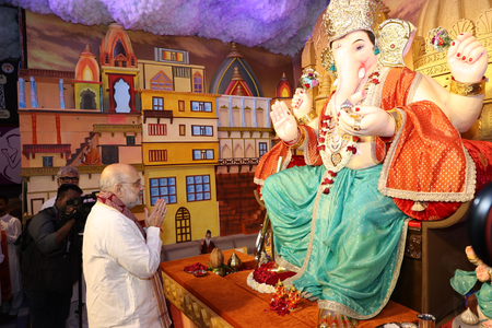 Gujarat: HM Shah joins Ganeshotsav Maha Aarti in Ahmedabad; festival surplus funds welfare scheme