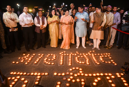 Delhi CM, city BJP chief, NDMC officials light up 1.25 lakh lamps on PM Modi’s birthday