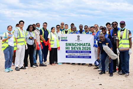 Indian mission cleans up beach in Ghana, complimenting ‘Swachhata Hi Seva’ campaign