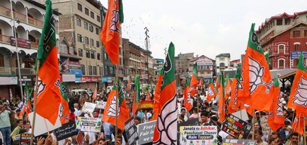 BJP stages protest in Srinagar, says NC pushing anti-national agenda in J&K