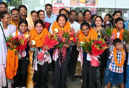 Asian Games gold medalists from Jharkhand return home, get warm welcome at Ranchi airport