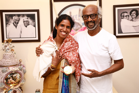 Rajinikanth meets star athlete Vithya Ramraj in person; congratulates her for her performance in Asian Games