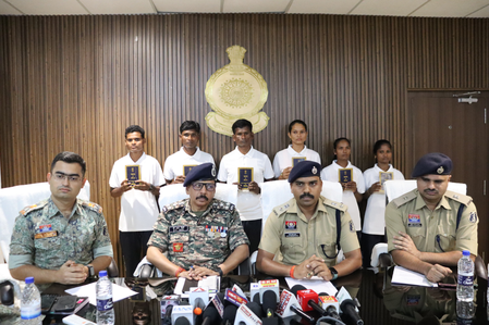 Chhattisgarh: Six Odisha Maoist cadres with 35 lakh combined reward, surrender in Bijapur