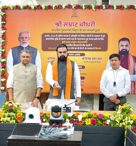 Samrat Choudhary flags off bike rally in Patna; transfers Rs 112.52 crore to flood-hit farmers
