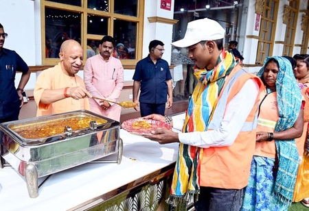 CM Adityanath honours sanitation workers in Varanasi; presents them with stoles, gifts