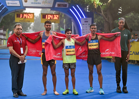 Shailesh Kushwaha, Ankita Dhyani bags Indian Elite honours at Delhi Half Marathon