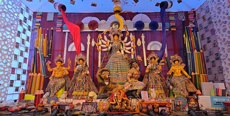 Chhattisgarh: Notebooks and pens used in Durga Pandal to be distributed among children