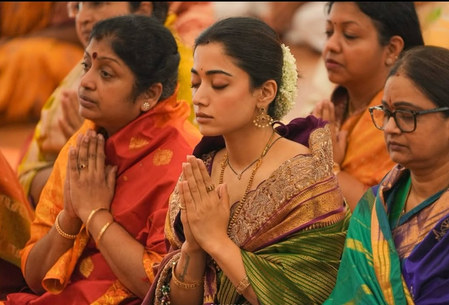 Rashmika Mandanna gets closer to Vijay Deverakonda’s roots during Puttaparthi visit