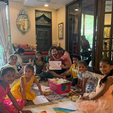 Varun Dhawan performs ‘Kanya Pujan’ on Durga Ashtami during Navratri with Kanjak girls