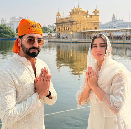 Sara Ali Khan seeks blessings at the Golden Temple with ‘Udta Teer’ co-star Ayushmann Khurrana
