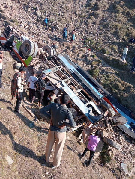 Nine injured as bus rolls down into gorge in J&K’s Udhampur